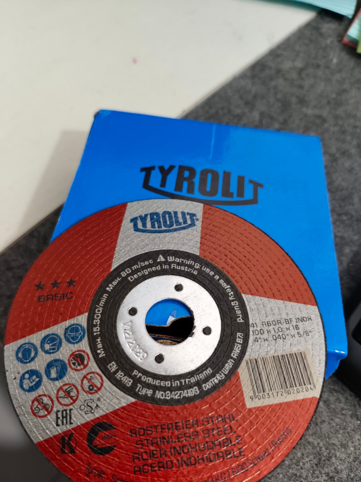 Tyrolit Cutting Disc Thin 4" 25pcs per box